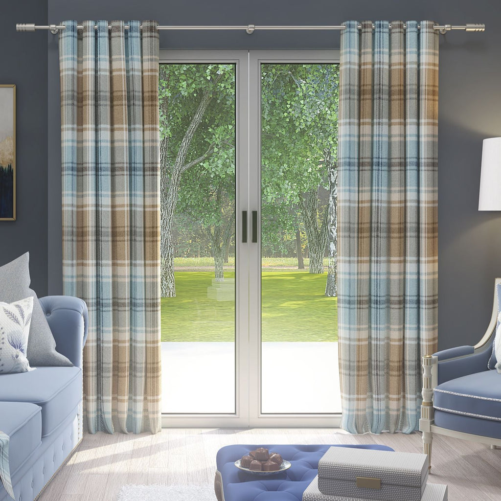 McAlister Textiles Angus Duck Egg Blue Tartan Curtains mws_apo_generated 