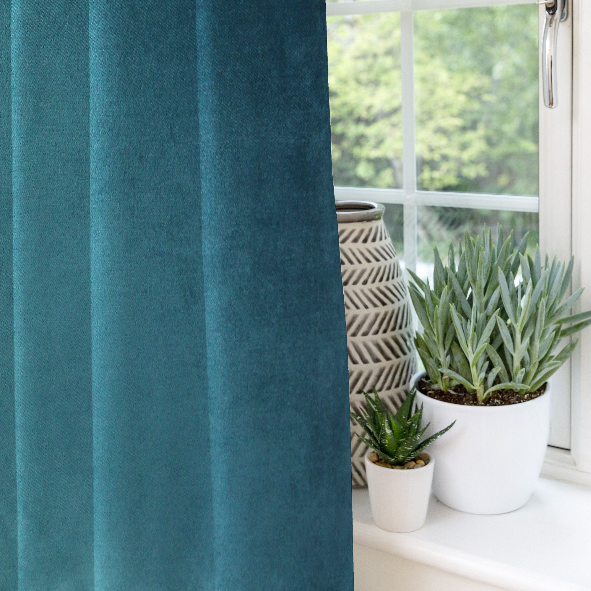 McAlister Textiles Matt Blue Teal Velvet Curtains Tailored Curtains 