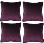 Cargar imagen en el visor de la galería, McAlister Textiles Matt Aubergine Purple Velvet 43cm x 43cm Piped Cushion Sets Cushions and Covers 
