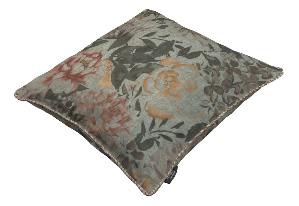 McAlister Textiles Blooma Green, Pink and Ochre Floral Cushion Cushions and Covers 