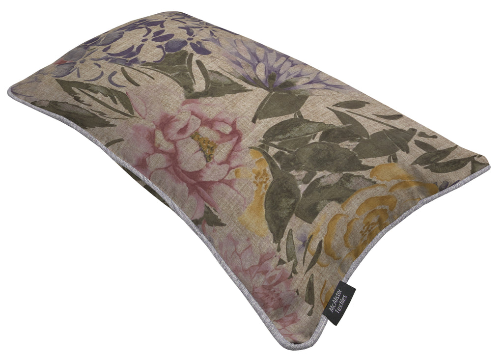 McAlister Textiles Blooma Purple, Pink and Ochre Floral Pillow Pillow 