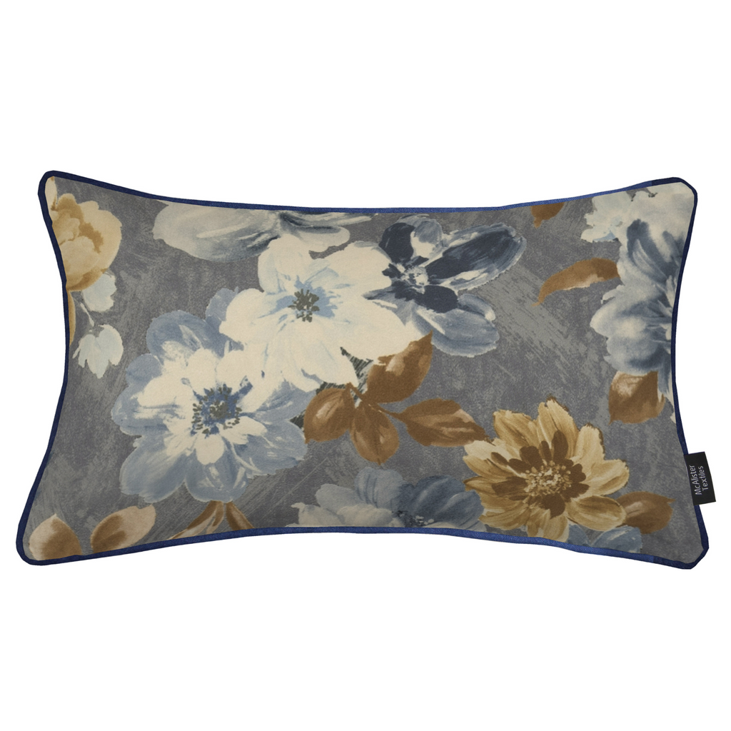 McAlister Textiles Camilla Navy, Grey and Ochre Pillow Pillow 