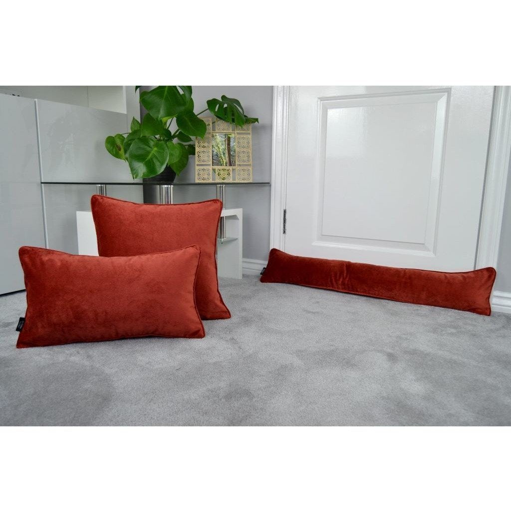 McAlister Textiles Matt Rust Red Orange Piped Velvet Cushion Cushions and Covers 