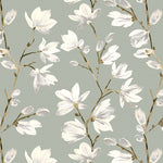 Cargar imagen en el visor de la galería, McAlister Textiles Magnolia Duck Egg Floral Cotton Print Curtains Tailored Curtains 
