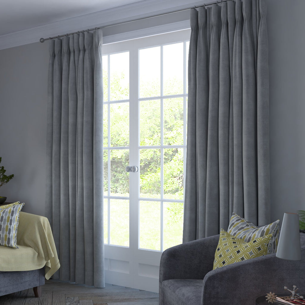 McAlister Textiles Matt Dove Grey Velvet Curtains mw_product_option_cloned 