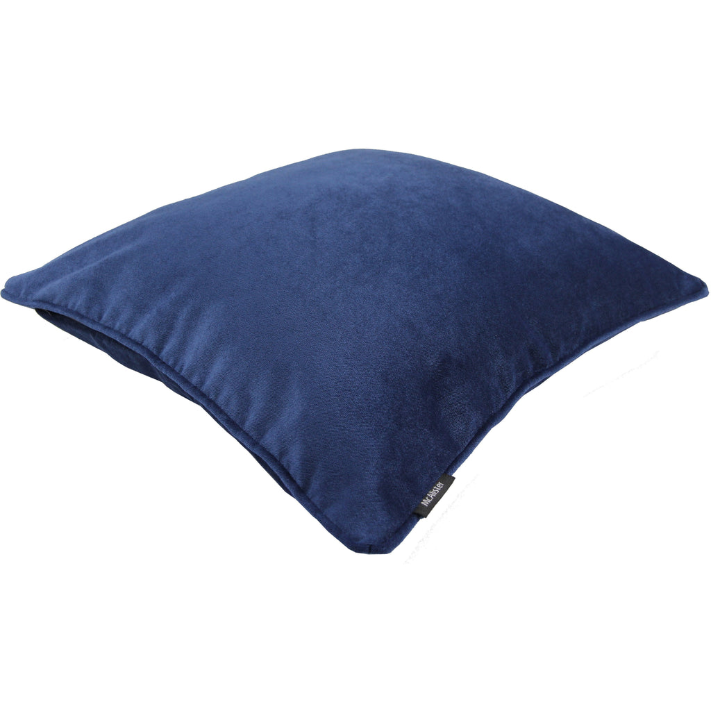 McAlister Textiles Matt Navy Blue Piped Velvet Cushion Cushions and Covers 