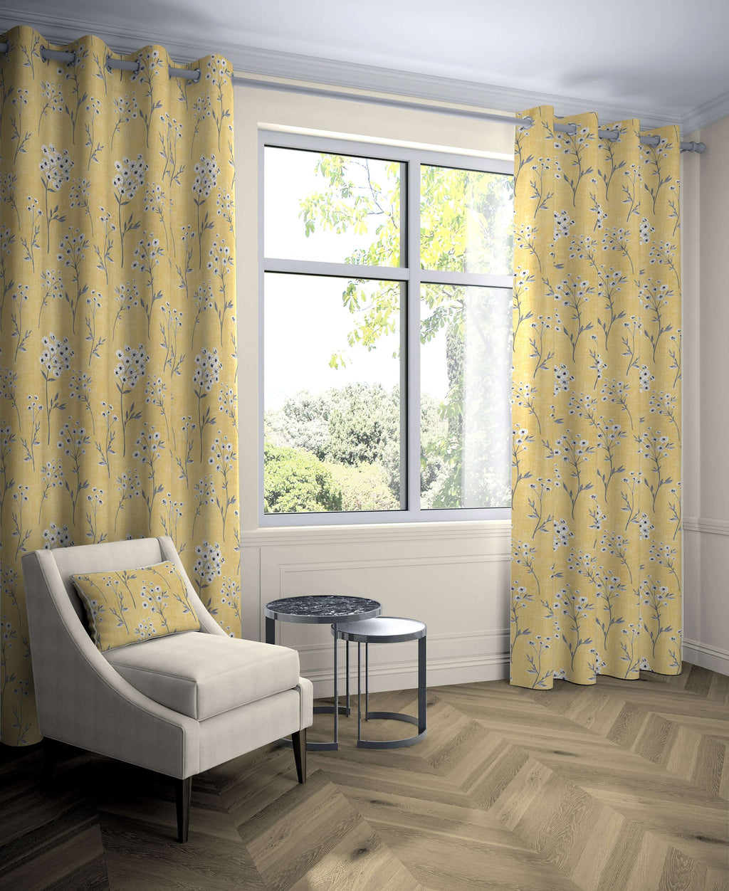 McAlister Textiles Meadow Yellow Floral FR Curtains mw_product_option_cloned 