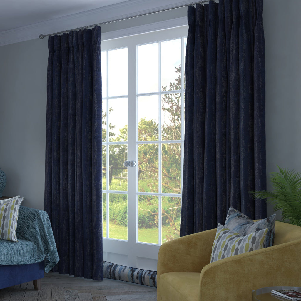 McAlister Textiles Textured Chenille Navy Blue Curtains mw_product_option_cloned 