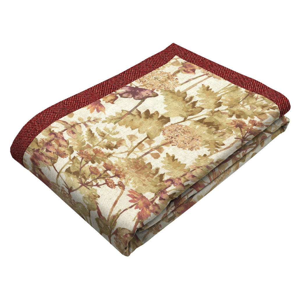 McAlister Textiles Wildflower Burnt Orange Herringbone Border Throws & Runners Throws and Runners 