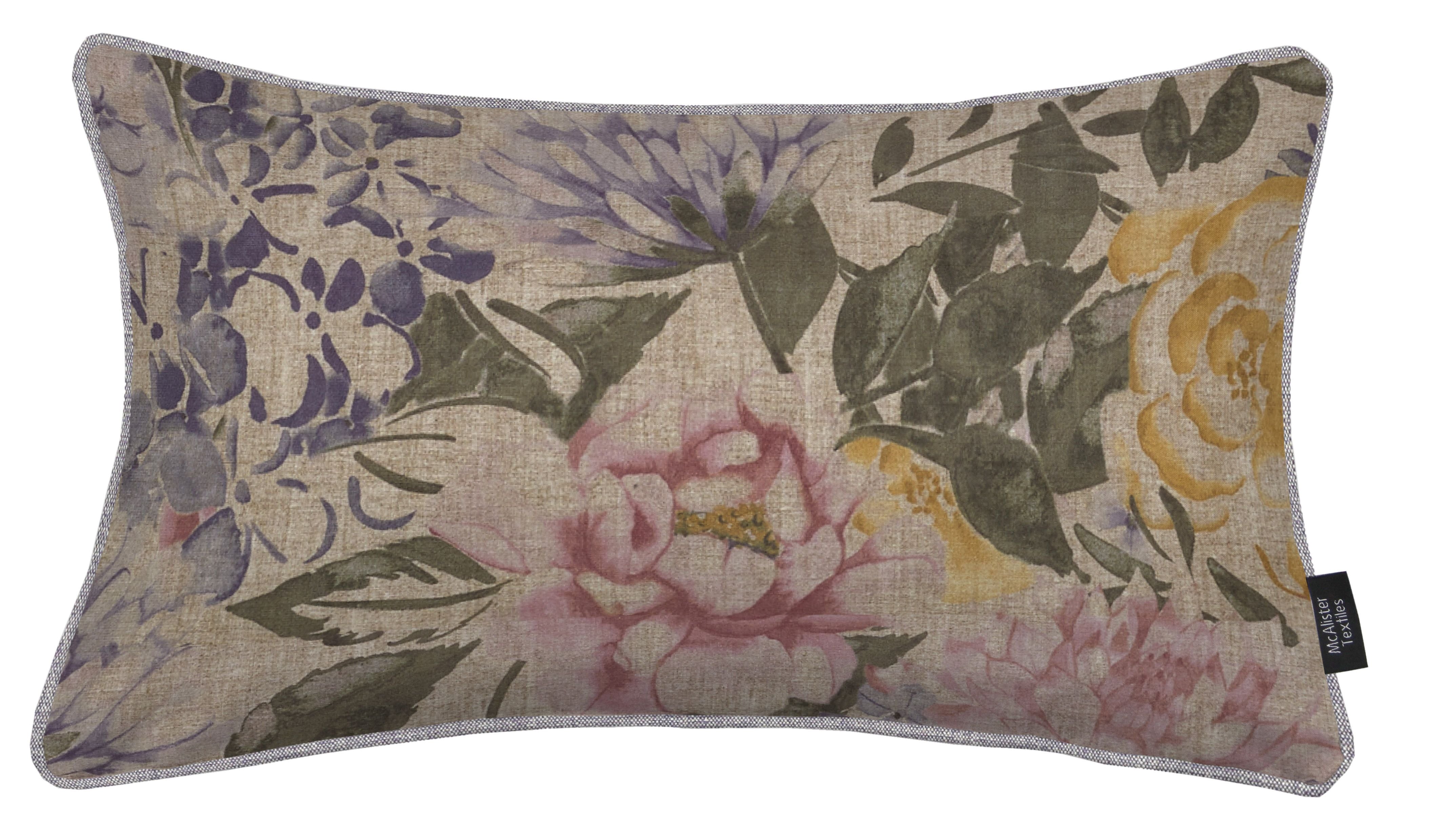 McAlister Textiles Blooma Purple, Pink and Ochre Floral Cushion Cushions and Covers 