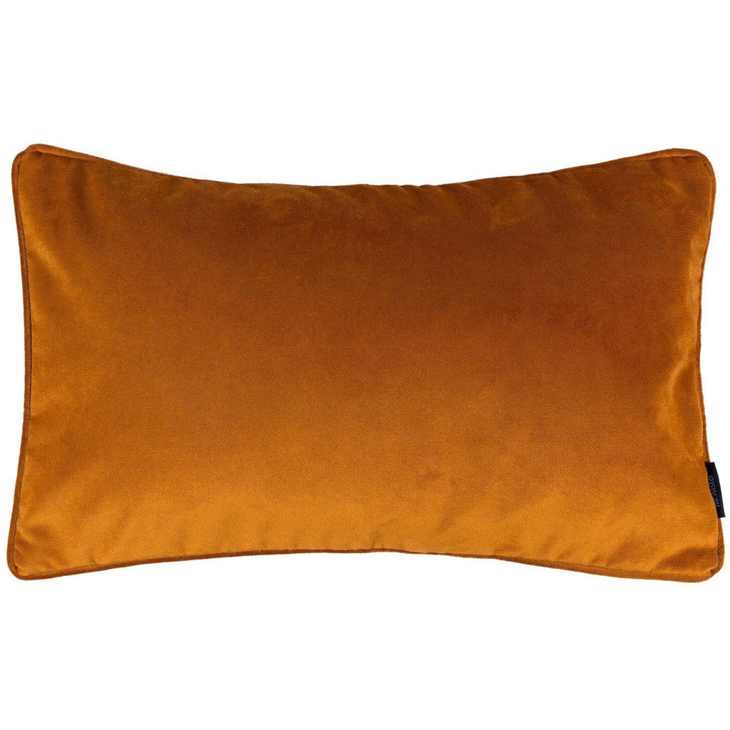 McAlister Textiles Matt Burnt Orange Piped Velvet Cushion Cushions and Covers 