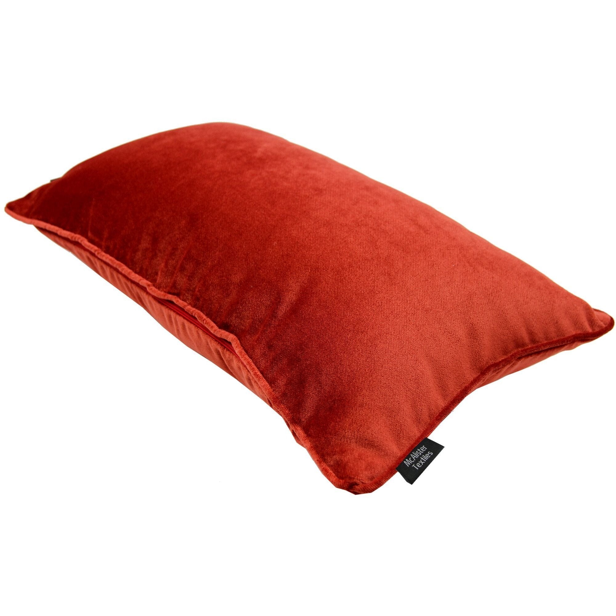 McAlister Textiles Matt Rust Red Orange Piped Velvet Cushion Cushions and Covers 