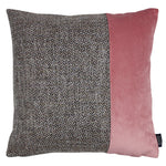 Cargar imagen en el visor de la galería, McAlister Textiles Lewis Velvet Border Tweed Cushion Grey Heather and Pink Cushions and Covers Cover Only 43cm x 43cm 
