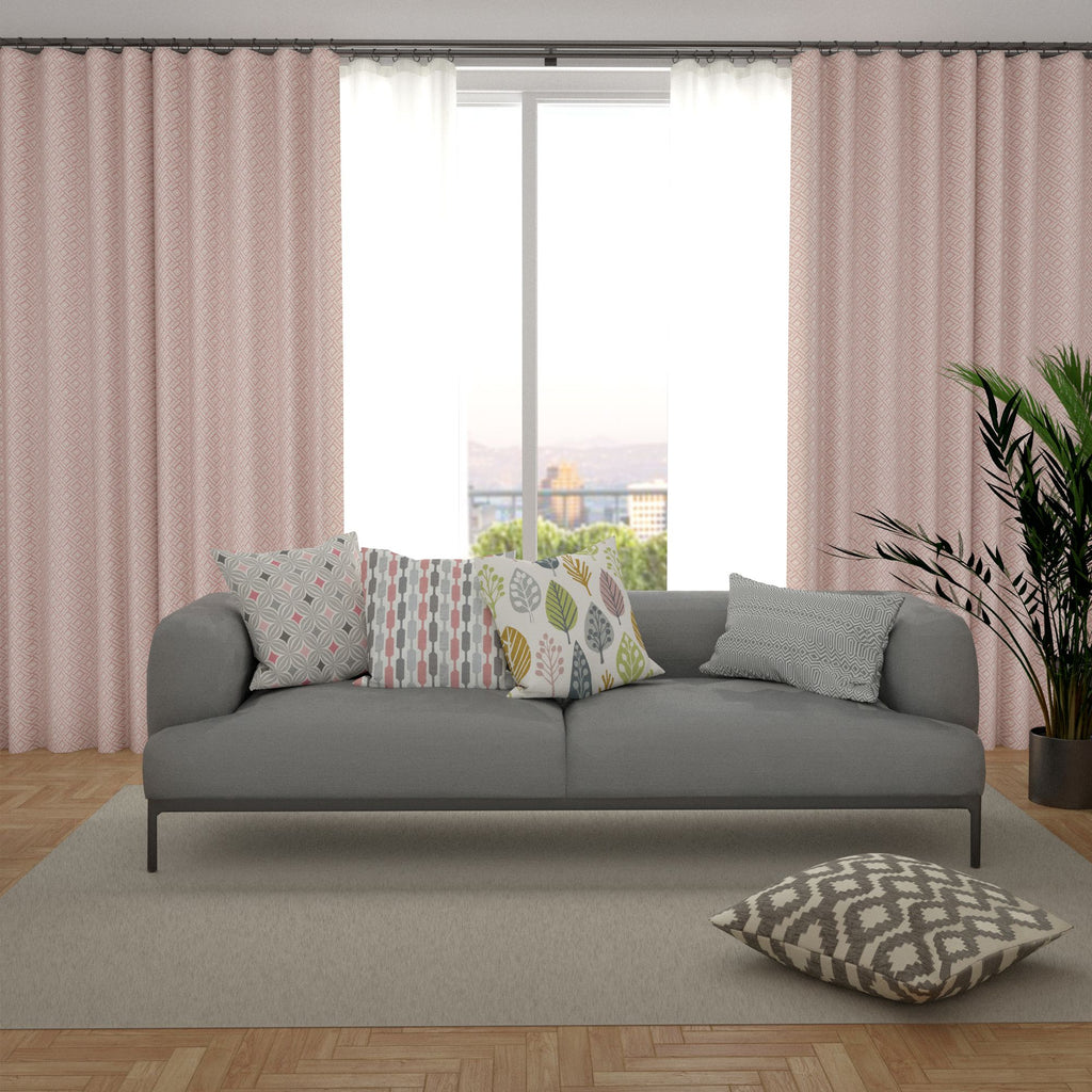 McAlister Textiles Elva Geometric Blush Pink Curtains Tailored Curtains 