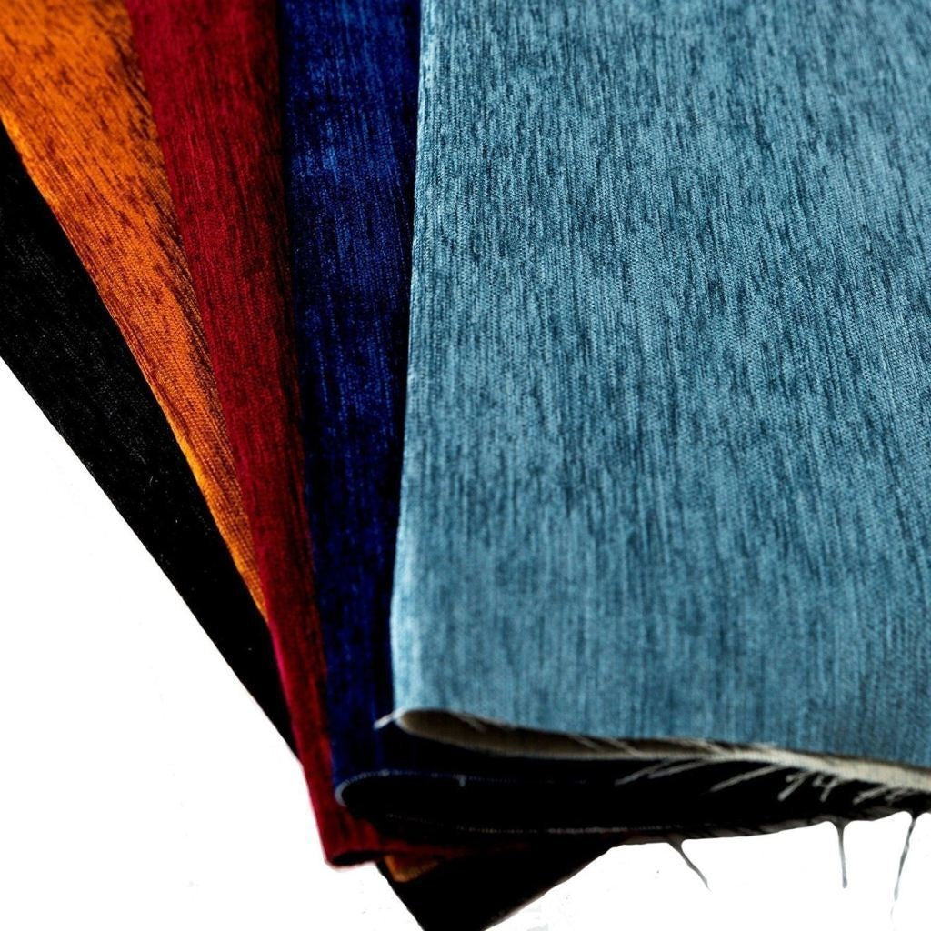 McAlister Textiles Plain Chenille Wedgewood Blue Fabric Fabrics 