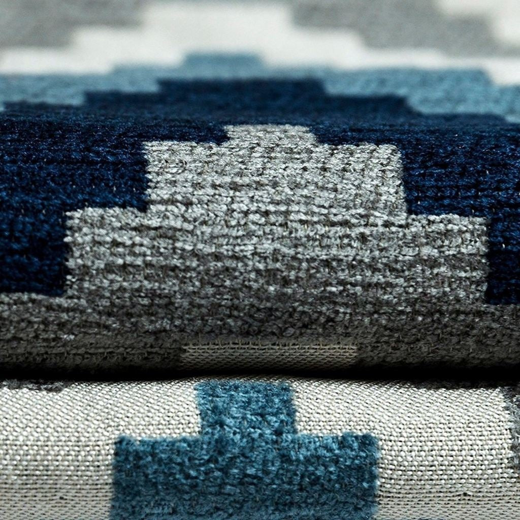 McAlister Textiles Navajo Navy Blue Striped Fabric Fabrics 