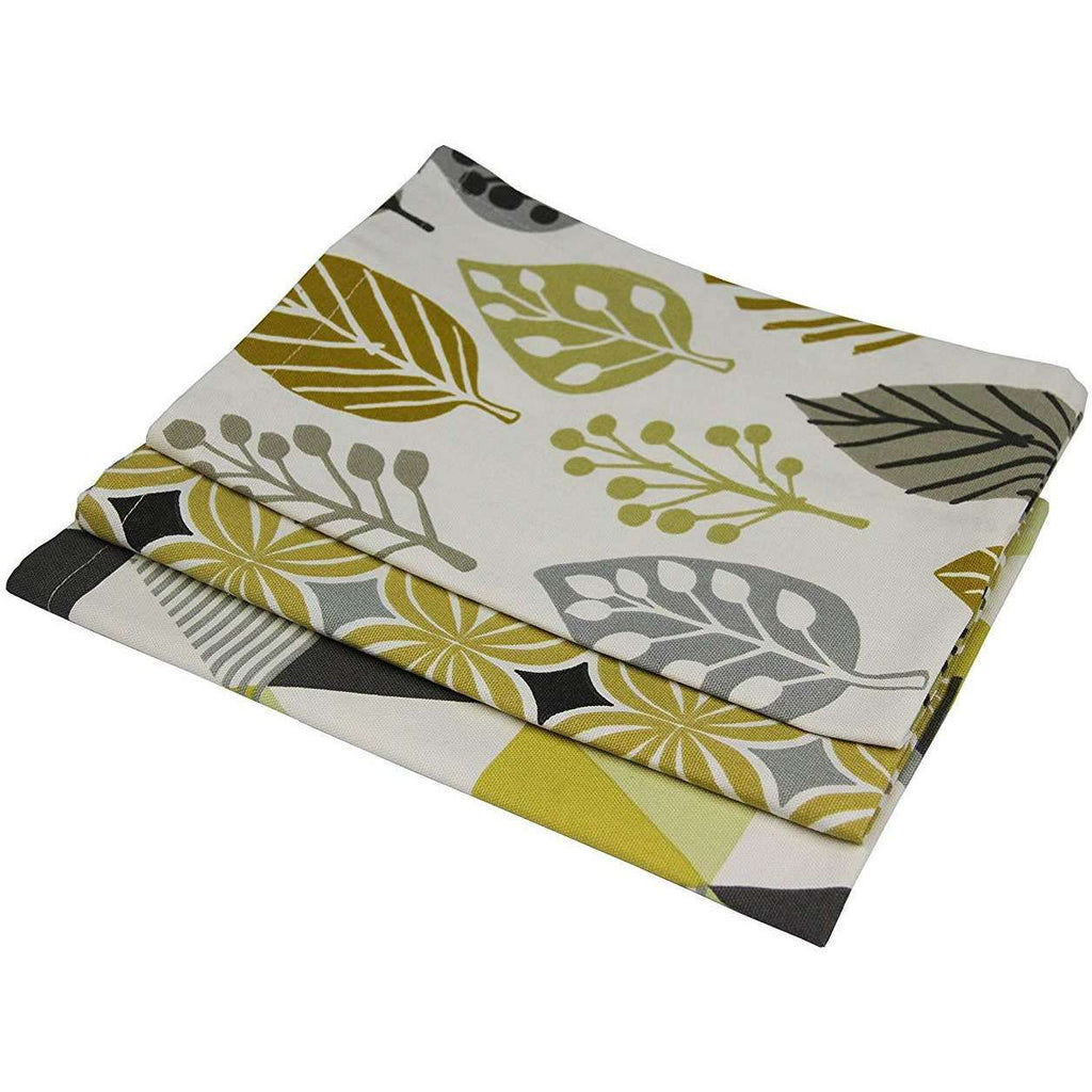 McAlister Textiles Ochre Yellow Cotton Tea Towel Set of 3 Kitchen Accessories 