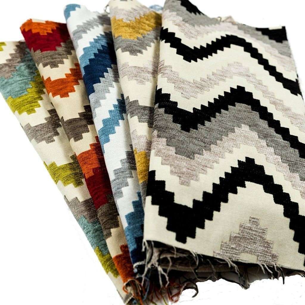 McAlister Textiles Navajo Yellow+ Grey Striped Fabric Fabrics 