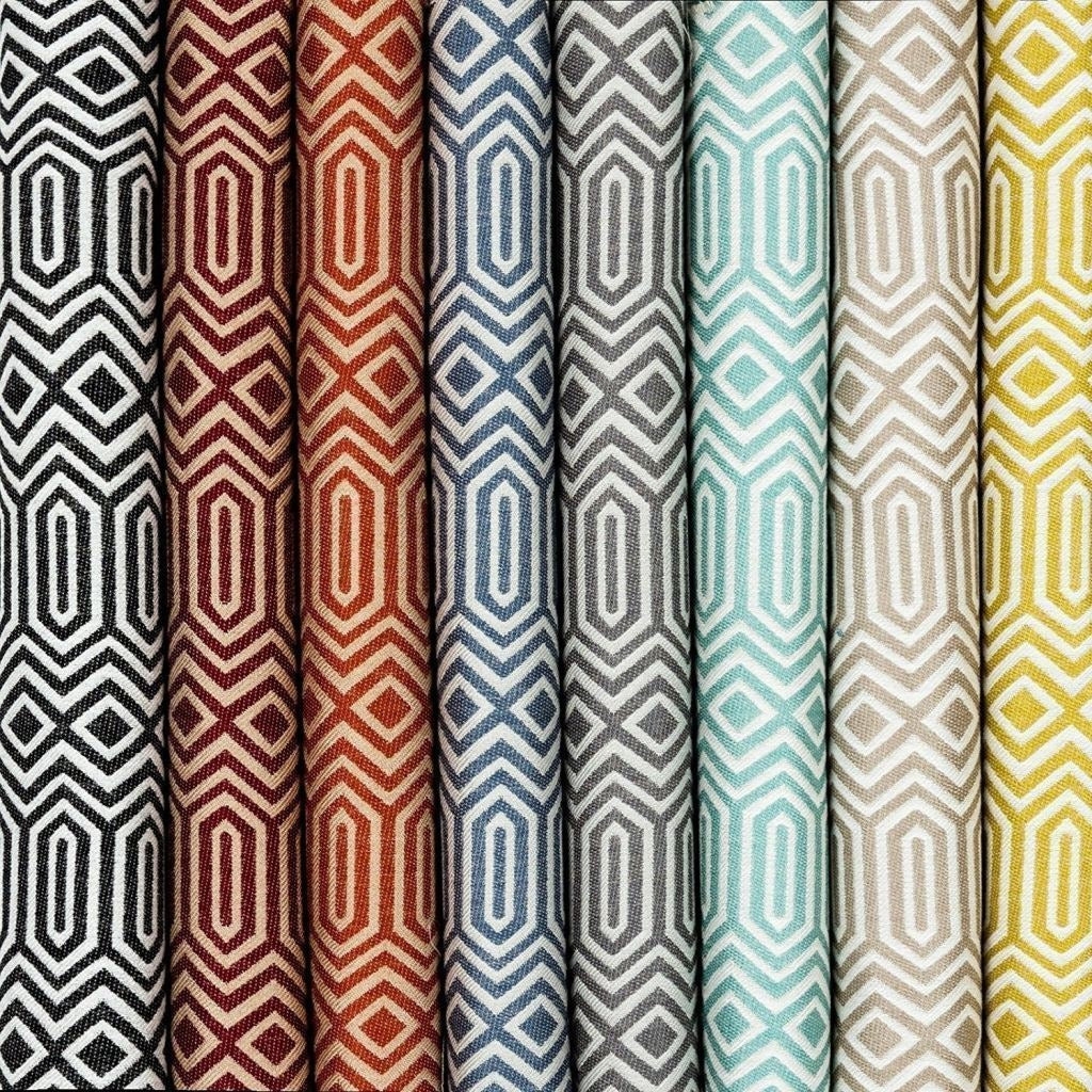 McAlister Textiles Colorado Geometric Burnt Orange Fabric Fabrics 