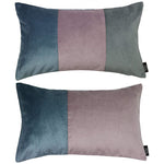 Cargar imagen en el visor de la galería, McAlister Textiles Patchwork Velvet Blue, Purple + Grey Pillow Set Pillow Set of 2 Cushion Covers 
