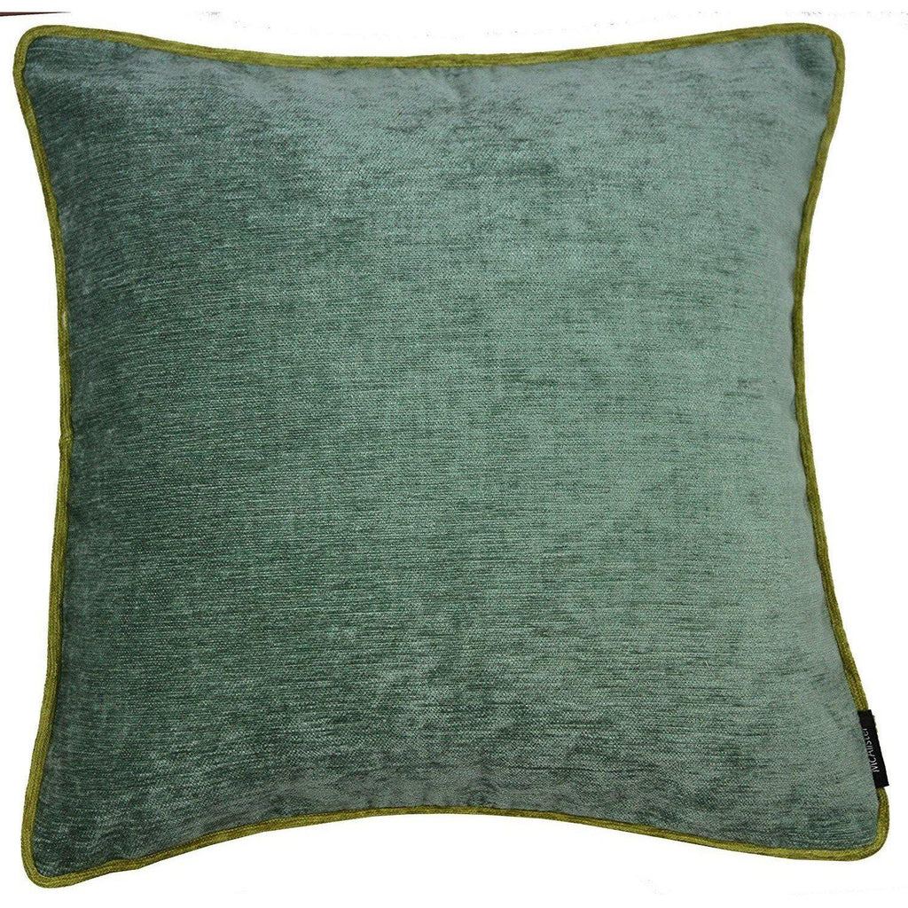McAlister Textiles Plain Chenille Contrast Piped Duck Egg Blue + Green Cushion Cushions and Covers Cover Only 43cm x 43cm 