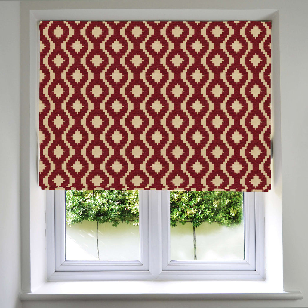 McAlister Textiles Arizona Geometric Red Roman Blind Roman Blinds Standard Lining 130cm x 200cm Red