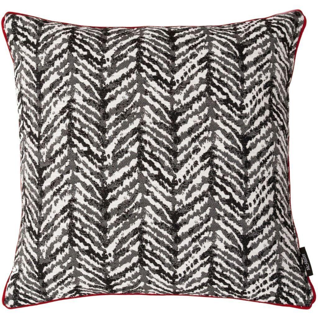 McAlister Textiles Baja Black + White Abstract Cushion Cushions and Covers Polyester Filler 43cm x 43cm Coloured Piping