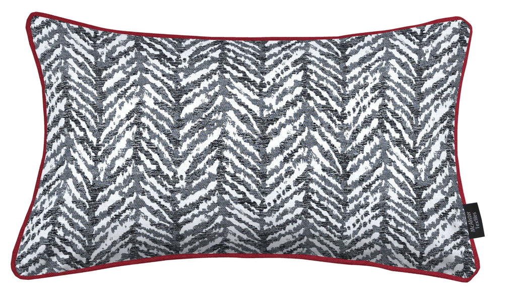 McAlister Textiles Baja Black + White Abstract Pillow Pillow Cover Only 50cm x 30cm Coloured Piping