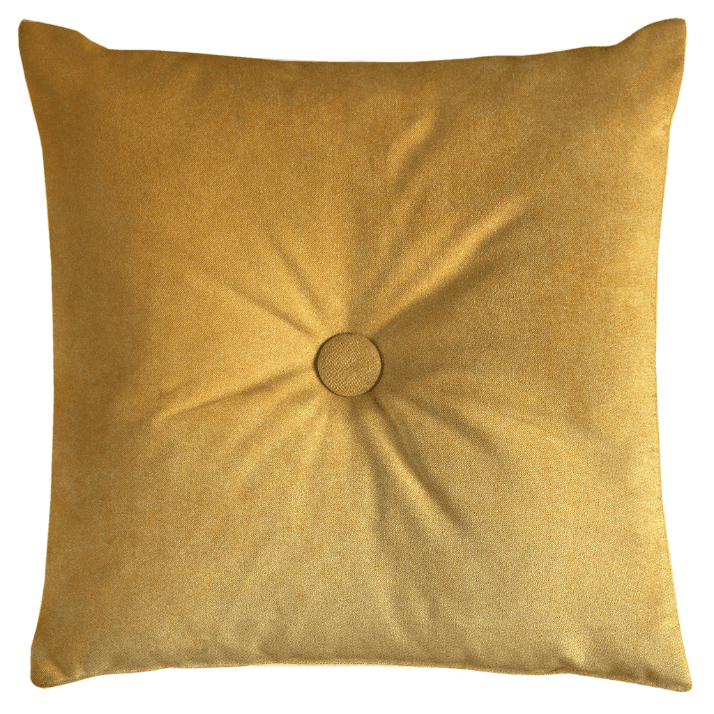 McAlister Textiles Matt Ochre Yellow Velvet Button Cushions Cushions and Covers Polyester Filler 43cm x 43cm 