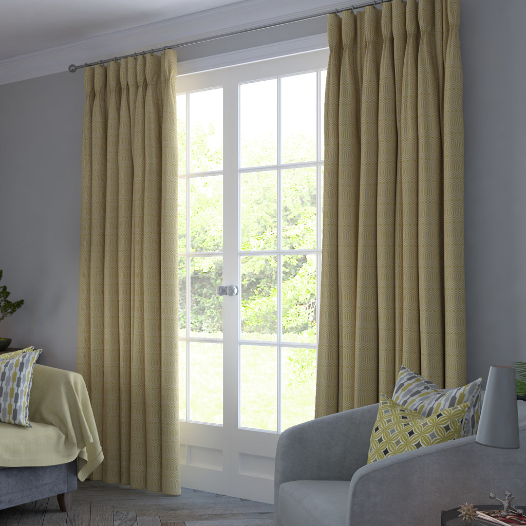McAlister Textiles Colorado Geometric Yellow Curtains Tailored Curtains 