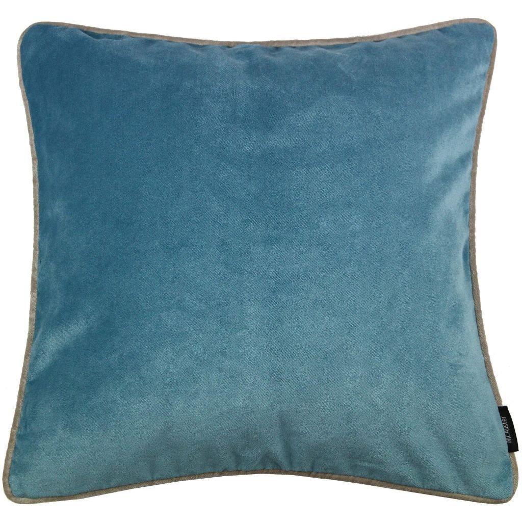 McAlister Textiles Matt Duck Egg Blue Piped Velvet Cushion Cushions and Covers Cover Only 43cm x 43cm 
