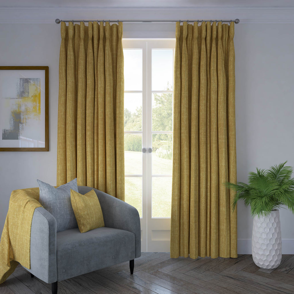 McAlister Textiles Eternity Ochre Chenille Curtains Tailored Curtains 
