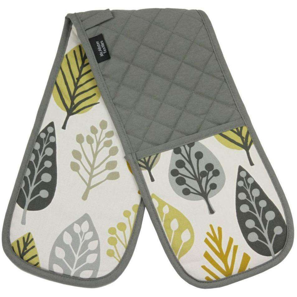 McAlister Textiles Magda Yellow Cotton Print Double Oven Mitts Kitchen Accessories 