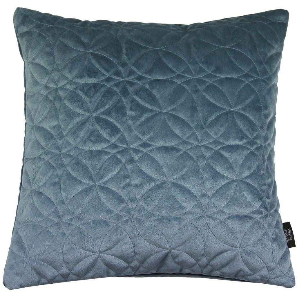 McAlister Textiles Round Quilted Dark Blue Velvet Cushion Cushions and Covers Cover Only 43cm x 43cm 
