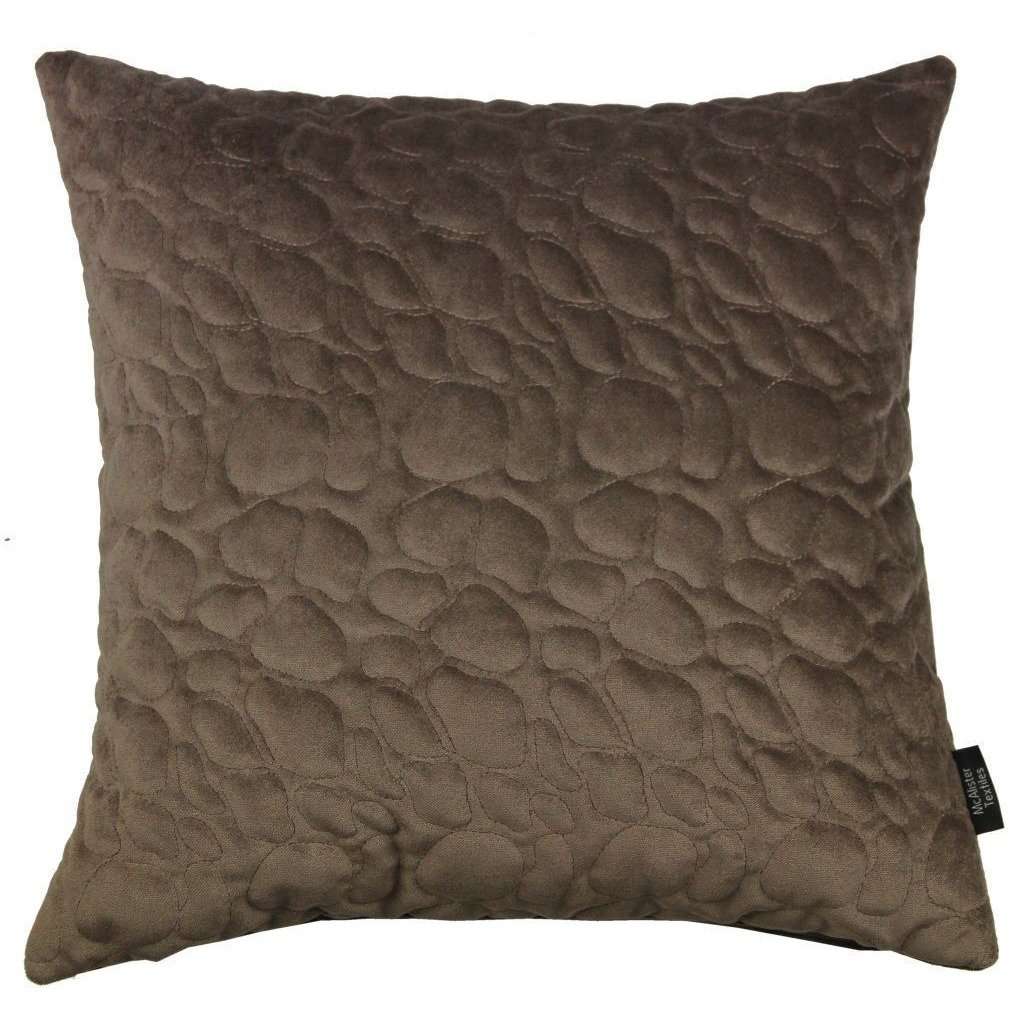 McAlister Textiles Pebble Quilted Mocha Brown Velvet Cushion Cushions and Covers Cover Only 43cm x 43cm 
