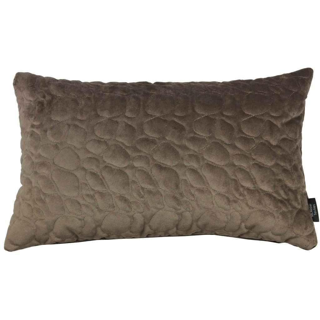 McAlister Textiles Pebble Quilted Mocha Brown Velvet Pillow Pillow Cover Only 50cm x 30cm 