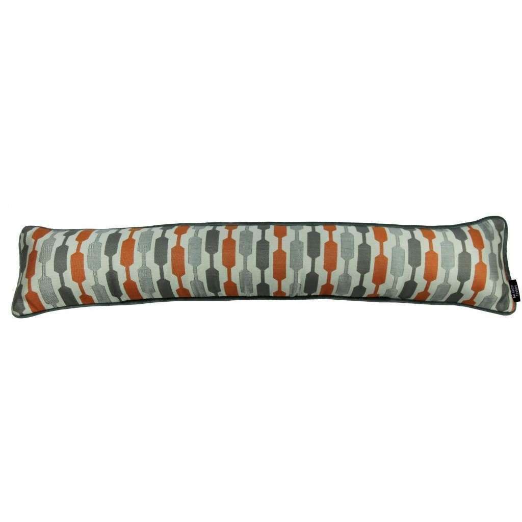 McAlister Textiles Lotta Burnt Orange + Grey Draught Excluder Draught Excluders 18 x 80cm 