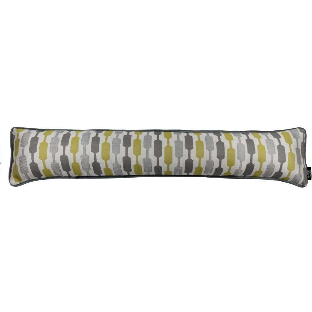McAlister Textiles Lotta Yellow + Grey Draught Excluder Draught Excluders 18 x 80cm 