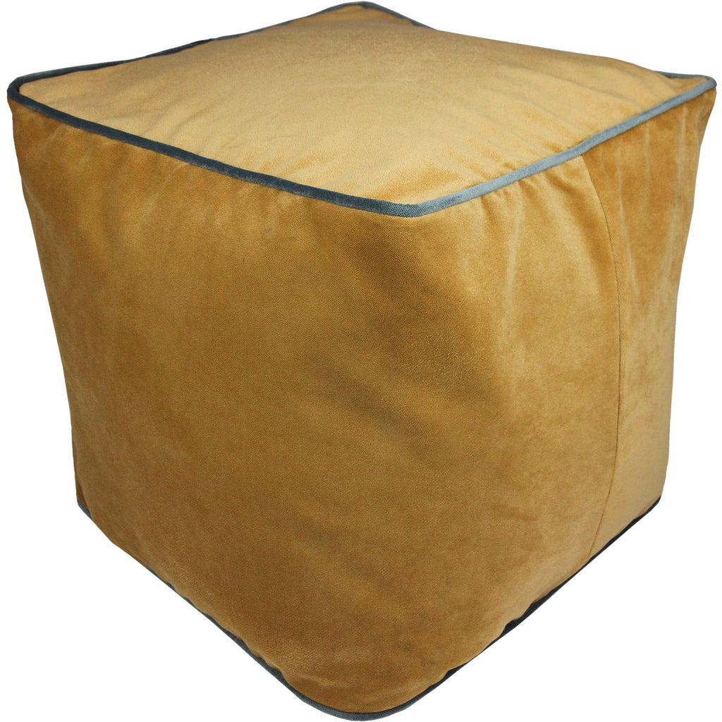 McAlister Textiles Deluxe Velvet Yellow + Grey Cube Seat Stool Square Stool 