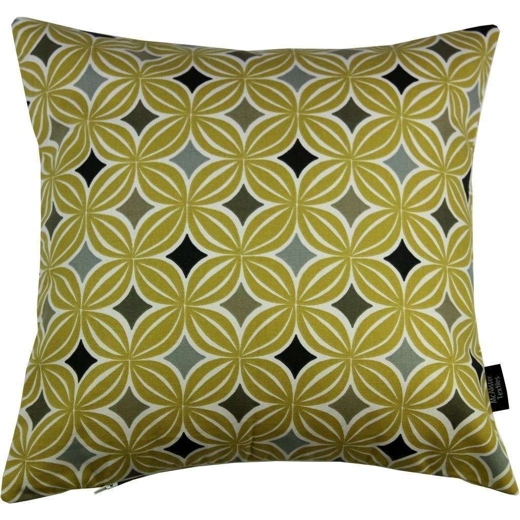 McAlister Textiles Laila Cotton Print Ochre Yellow Cushion Cushions and Covers Cover Only 43cm x 43cm 