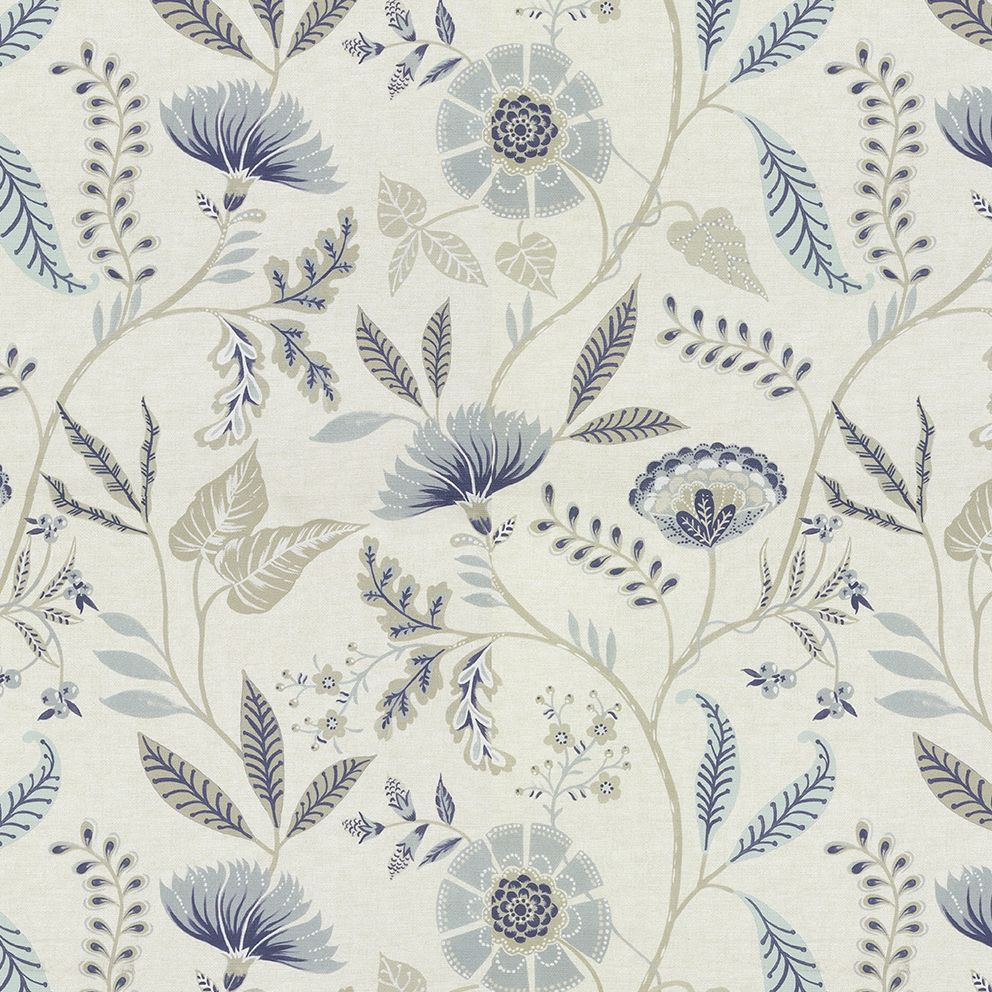 McAlister Textiles Florence Powder Blue Floral Printed Fabric Fabrics 