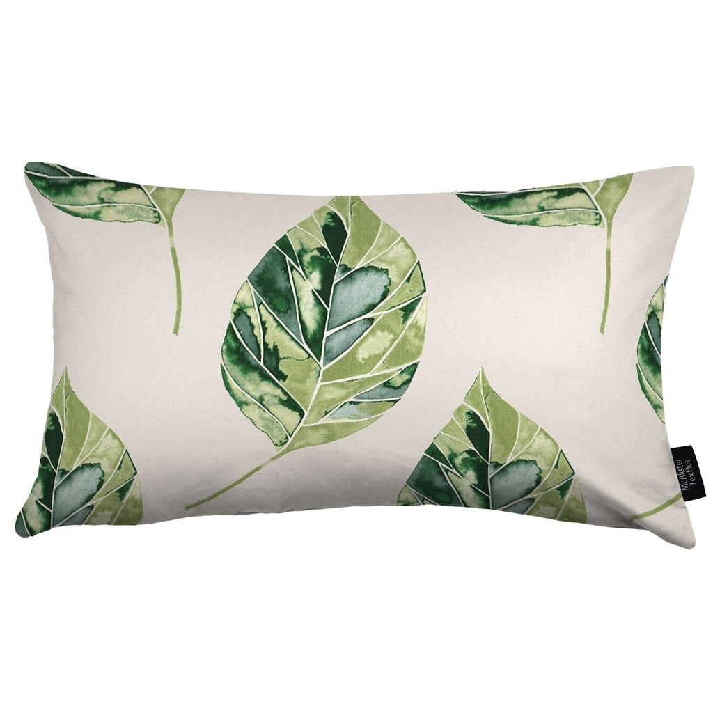 McAlister Textiles Leaf Forest Green Floral Cotton Print Pillows Pillow Cover Only 50cm x 30cm 