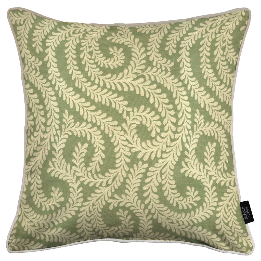 McAlister Textiles Little Leaf Sage Green Cushion Cushions and Covers Cover Only 43cm x 43cm 