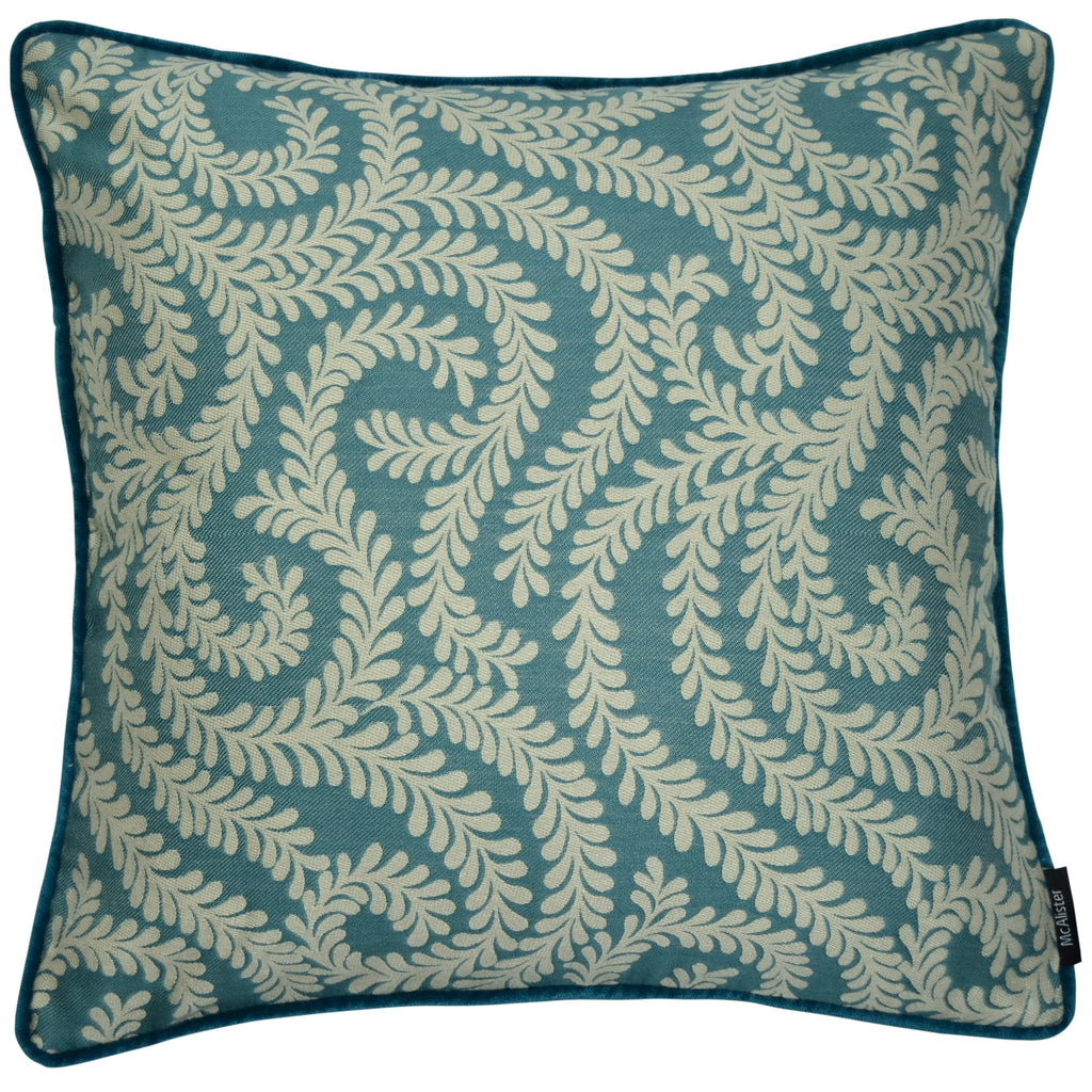 McAlister Textiles Little Leaf Teal Cushion Cushions and Covers Cover Only 43cm x 43cm 