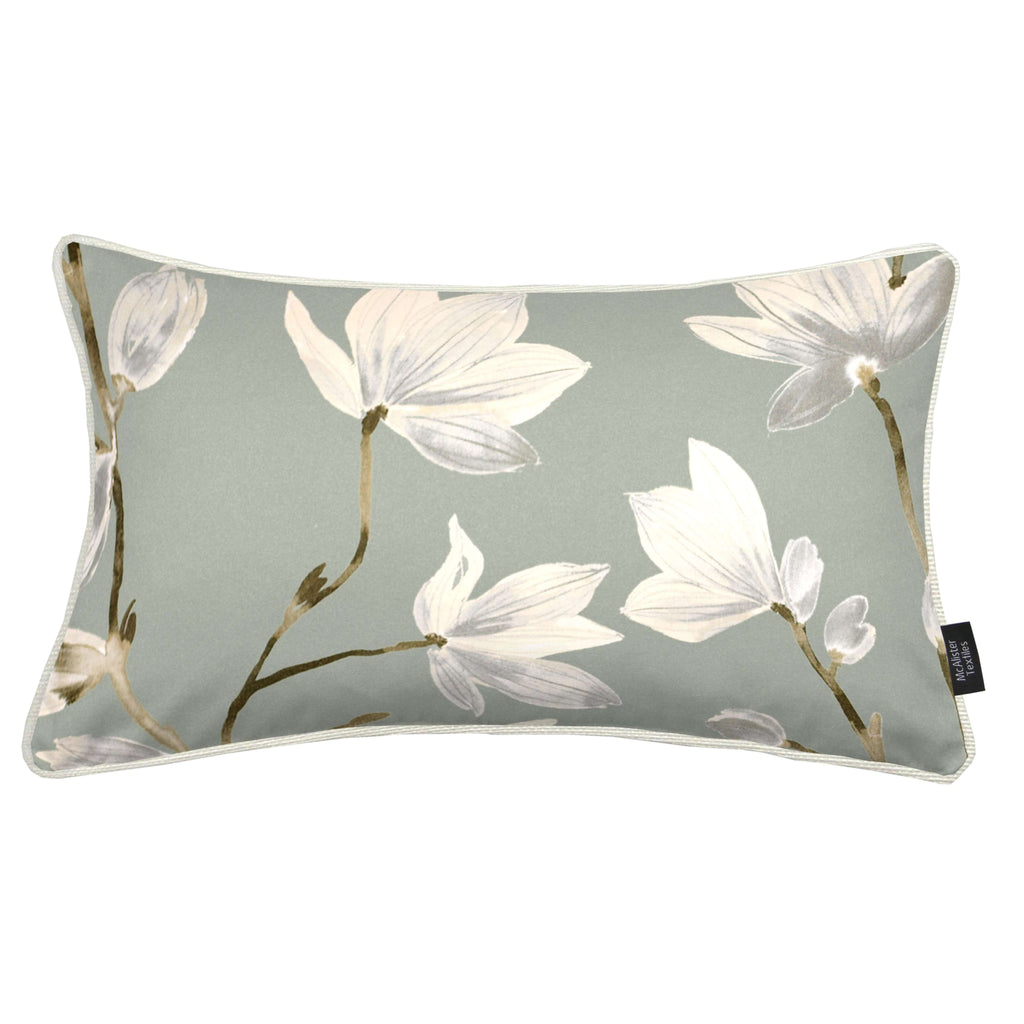 McAlister Textiles Magnolia Duck Egg Floral Cotton Print Pillows Pillow Cover Only 50cm x 30cm 