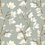 Cargar imagen en el visor de la galería, McAlister Textiles Magnolia Duck Egg Floral FR Fabric Fabrics 1/2 Metre 
