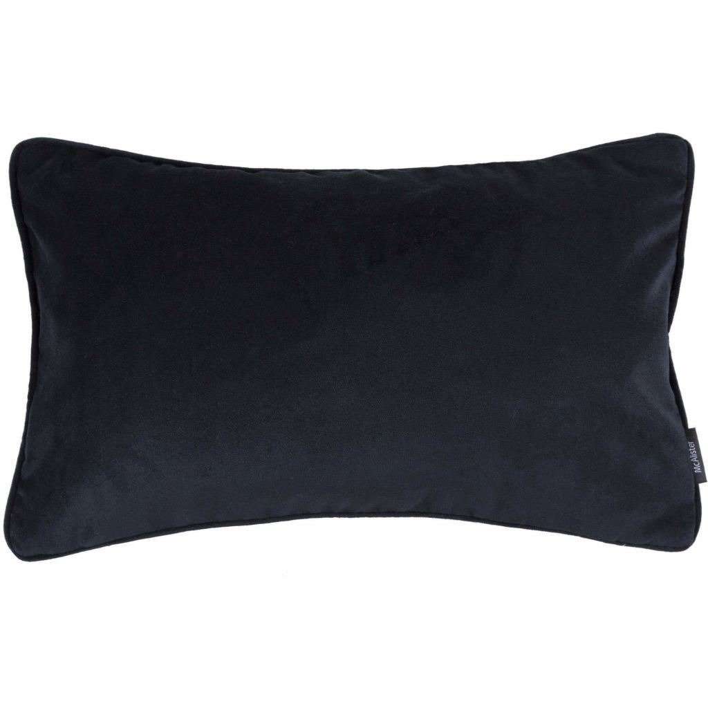 McAlister Textiles Matt Black Piped Velvet Pillow Pillow Cover Only 50cm x 30cm 