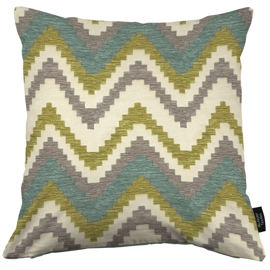 McAlister Textiles Navajo Blue + Lime Green Striped Cushion Cushions and Covers Cover Only 43cm x 43cm 