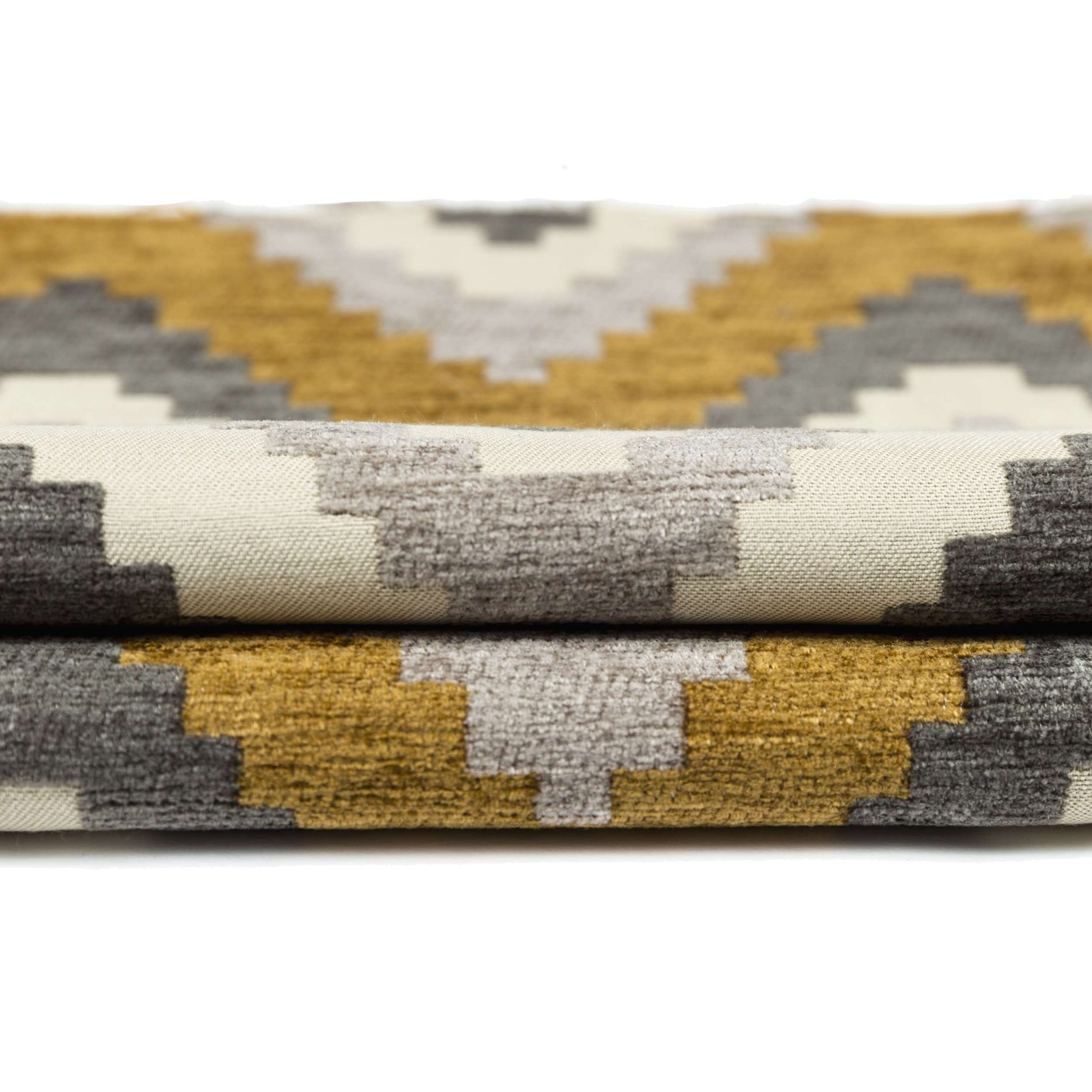 McAlister Textiles Navajo Yellow+ Grey Striped Fabric Fabrics 