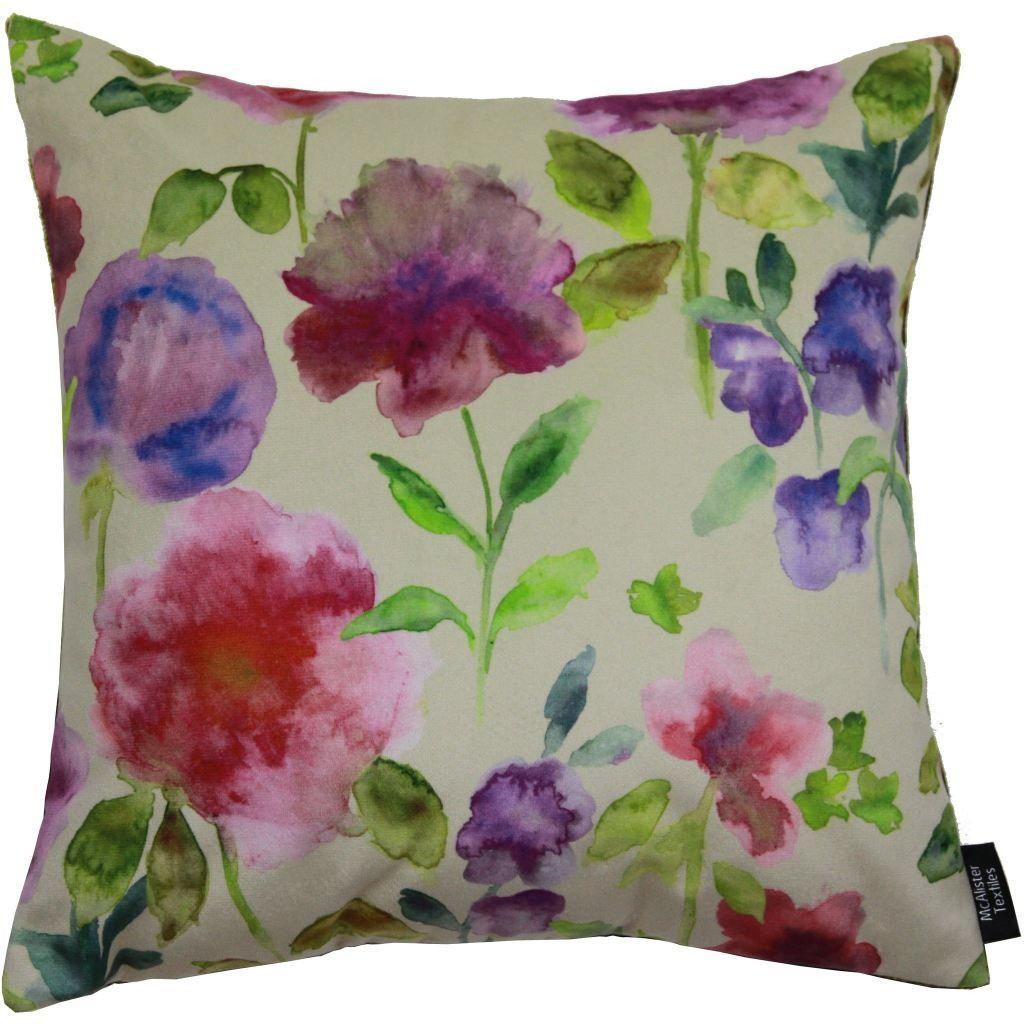 McAlister Textiles Renoir Floral Violet Purple Velvet Cushion Cushions and Covers Cover Only 43cm x 43cm 